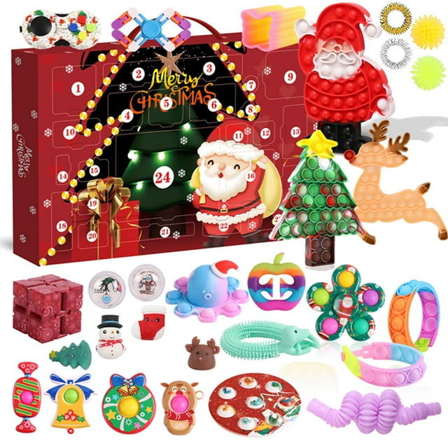 Goocheer Fidget Advent Calendar Toy Set Blind Box Countdown Pop Toy for Christmas Gift