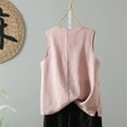 thumbnail image 4 of Women Solid Color Cotton Linen Blend Slit Hem Round Neck Pullover Tank Top Summer 2025, 4 of 9