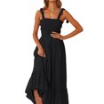 thumbnail image 2 of Txlixc - Vestido midi de verano para mujer, informal, con tirantes finos, sin mangas, de talle alto, fluido, línea A, largo Txlixc Estilo de ocio, 2 of 6