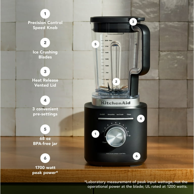 KitchenAid 68 oz Pure Power Blender, 1700 Watt Peak Power*, Matte