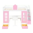 thumbnail image 6 of Harper & Bright Designs Full Over Full Bunk Bed with 2 Drawers and Storage Stairs, Loft Bed with Desk and Seat Can Be Turned Into Bunk Bed, Pink, 6 of 12