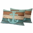 thumbnail image 2 of Pack of 2 Outdoor Pillow Covers 20x12 Inch Waterproof Turquoise Anchor Throw Pillow Covers,Decorative Couch Pillow Case Sham Nautical Brown Green Retro Wood Grain Patio Pillowcases Cushion Cover, 2 of 8