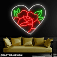thumbnail image 2 of Craftnamesign Rose In Heart Neon Sign, Florist Wall Art, Bar Pub Wall Decor, 2 of 4