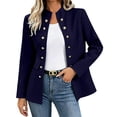 thumbnail image 2 of WIZUTIZ Women's Double Breasted Blazer Coat Stand Collar Long Sleeve Solid Color Winter, 2 of 8