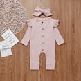 thumbnail image 2 of Gzhioc Newborn Baby Girls Ruffle Romper Jumpsuit Bodysuit Headband Clothes Outfits Set, 2 of 8