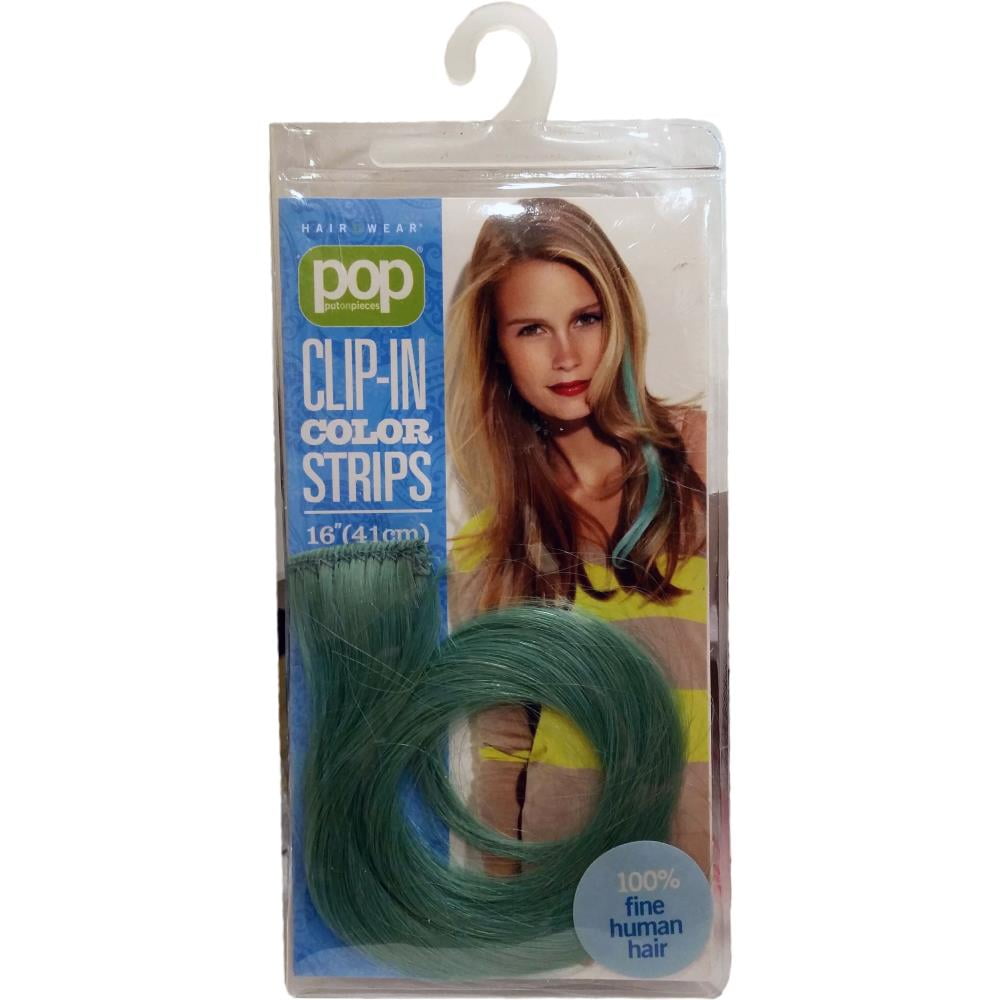 put on pieces human hair color strip, Teal