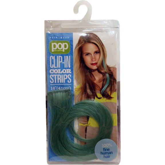 put on pieces human hair color strip, Teal