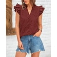 thumbnail image 6 of FreshPretty Women Summer Eyelet Tops Dressy Casual V Neck Ruffle Cap Sleeve Cotton Boho Shirts Lace Embroidered Blouses 2025, 6 of 6