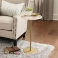 thumbnail image 4 of Steve Silver Rosie Round Agate Top and Brass Metal Base Chairside Table, 4 of 6