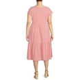 thumbnail image 3 of Terra & Sky Women's Plus Size Tiered V-Neck Knit Dress, 3 of 5