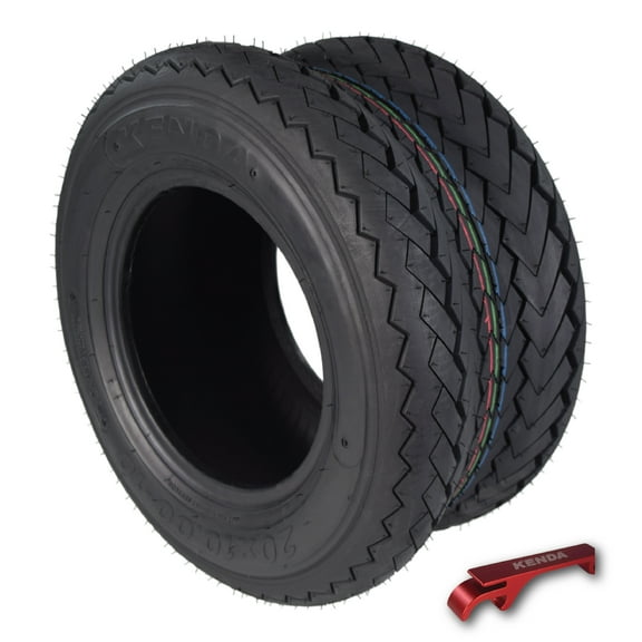 Kenda 235Q2076 20x10-10 Hole-N-1 6 Ply Tubeless Golf Cart Turf Tire with Key chain