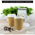 thumbnail image 2 of 100 8 oz Ripple Kraft Paper Cups Brown Hot Cold with Lids 3 Layer Rippled Small Insulated Disposable Coffee Cups for Cappuccino Hot Cocoa or Iced Drinks, 2 of 8