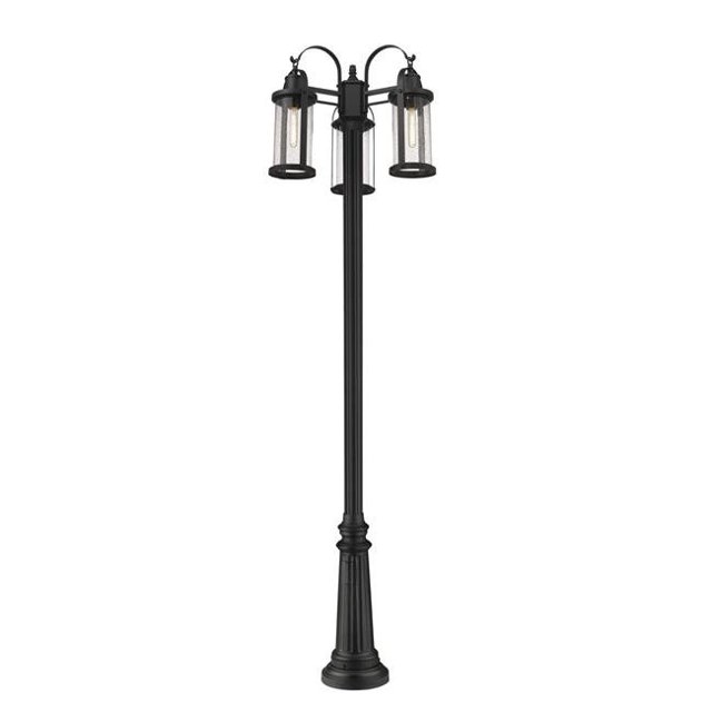 Z Lite 569MP3-511P-BK 115 Po Arrondi 3 Lumière Noire Extérieure Post Monté Montage