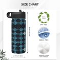 thumbnail image 2 of 18oz Straw Lid Space Bottle 2.9×8.9in Double-Layer Insulated Leak-Proof Bottle Straw Cup Lid Convenient For Carrying Darkslateblue Houndstooth Vintage Texture Hand-Drawn Sketch_1, 2 of 8
