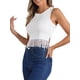 thumbnail image 4 of INSPIRAR CHIC Top de Mujer de Punto Acanalado sin Mangas con Cuello Redondo y Flecos Color Blanco, 4 of 6
