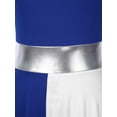thumbnail image 6 of YONGHS Women's Asymmetrical Liturgical Praise Dance Dress One Shoulder Color Block Lyrical Dance Costume Royal Blue XL, 6 of 7