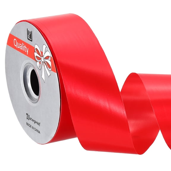 Uxcell Gift Ribbon, (100 yd x 2 Inch, Red), Plastic Ribbon Roll Balloon String, Suit for - Birthday Parties/Gift Wrapping/Wedding Party/Decorations Flower/Bouquets Bow Making