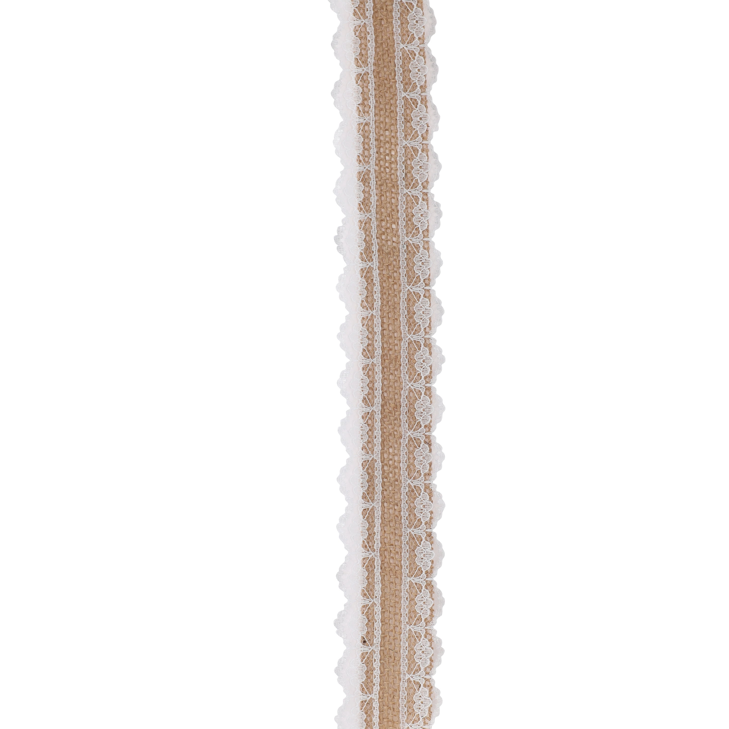 Simplicity Trim, Natural 1 1/2 inch X 3 Yards Jute with Lace Edges Trim