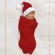 thumbnail image 2 of Paquete de 2 mantas navideñas rojas para recepción del bebé, conjunto de gorro, pañuelo envolvente navideño para bebé, sombrero, accesorios de fotografía recién nacido, 2 of 5