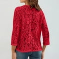 thumbnail image 4 of Fshiont Womens Cardigan 3/4 Length Sleeve Lightweight Lace Open Front Cardigans Summer Casual Loose Fashion Tops Red S, 4 of 5