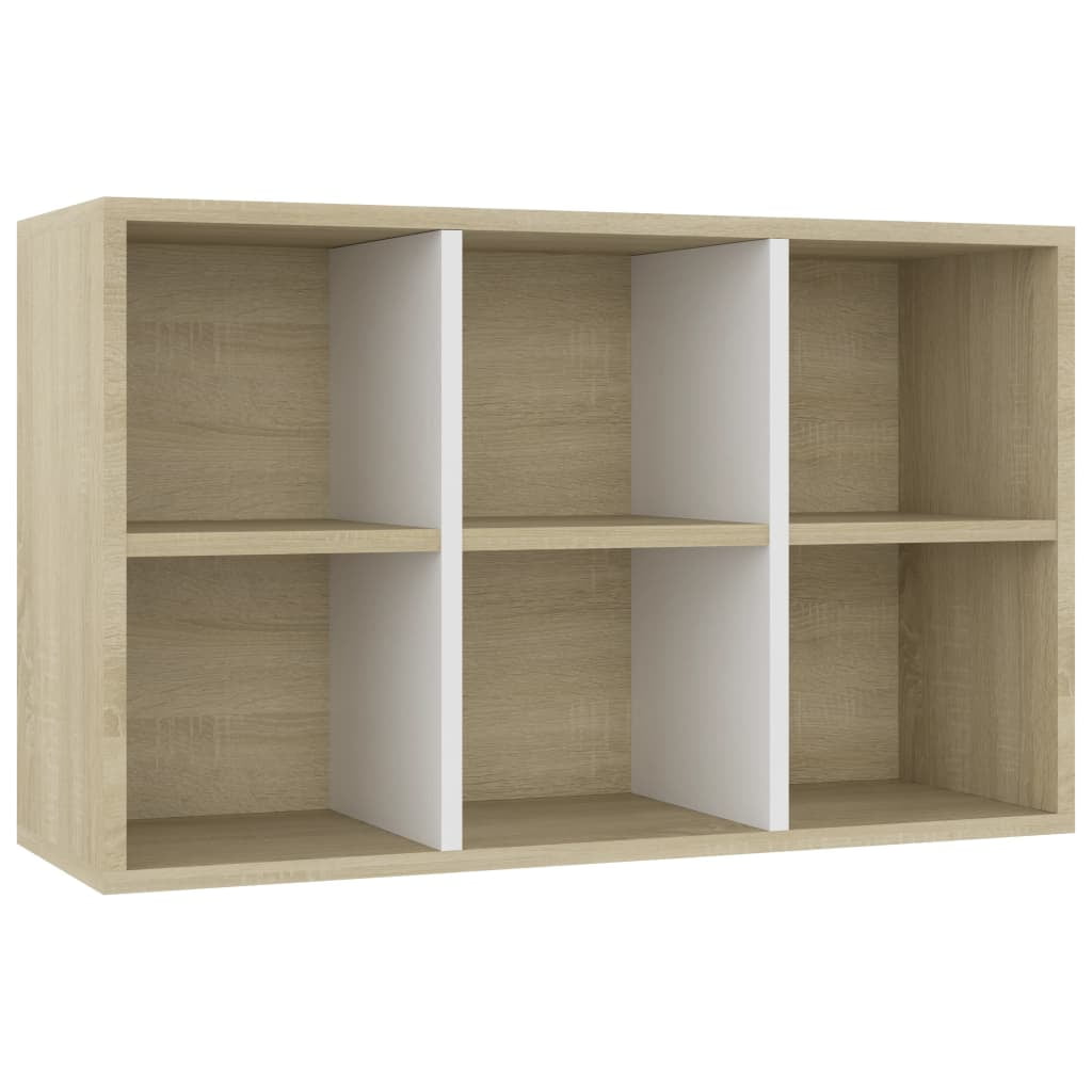 Canddidliike 6-Cube Reversible Storage Organizer, Freestanding Open Shelf Bookcase, White and Sonoma Oak