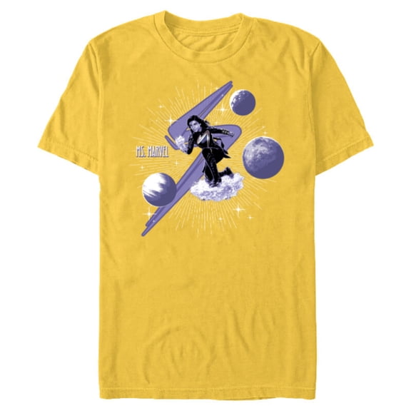 Marvel Studios The Marvels Ms. Marvel Kamala Khan and Symbol - Short Sleeve Blended T-Shirt for Adults - Customized-Yellow