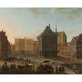 thumbnail image 2 of Jacob van der Ulft 17x15 Gold Ornate Wood Frame and Double Matted Museum Art Print Titled - The Dam in Amsterdam with the New Town Hall Under Construction (1652 - 1689), 2 of 4