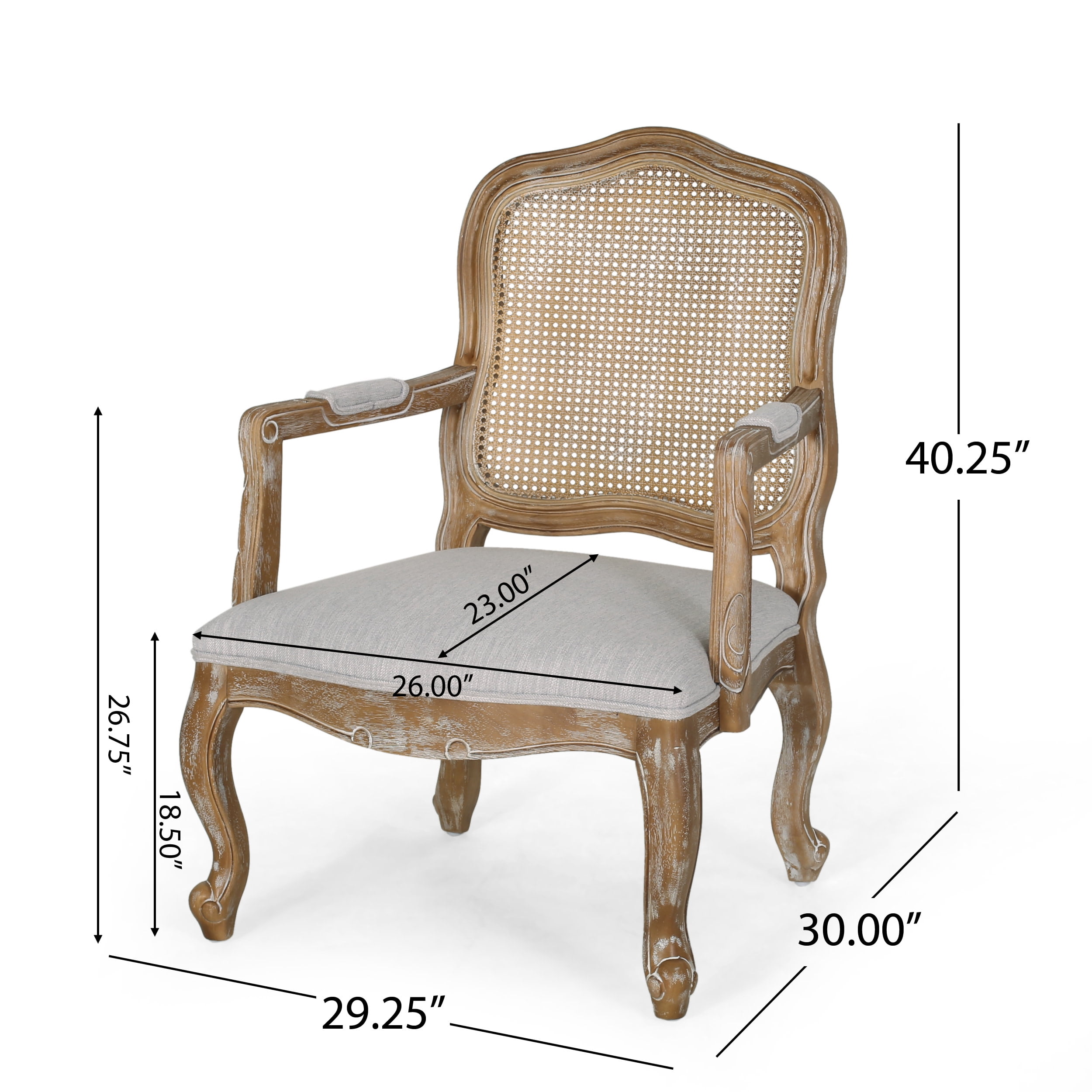 Noble House Ardene Fabric Upholstered Wood and Cane 5 Piece Circular Dining Set, Natural and Light Gray