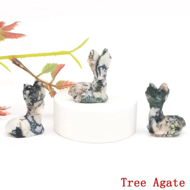 Estatua de ciervo de 1,2 ", piedra de pirita Natural, estatuilla de Animal curativo tallada de cristal, artesanías de piedras preciosas de Reiki, decoración del hogar, regalos de vacaciones