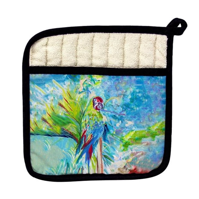 Betsy Drake PT1153 Green Parrot II Pot Holder