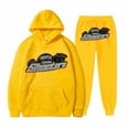 thumbnail image 1 of Womens Plush Long Sleeved Pants Loose Fitting Pullover With Letter Print And Rope Hoodie Two-piece, 1 of 2