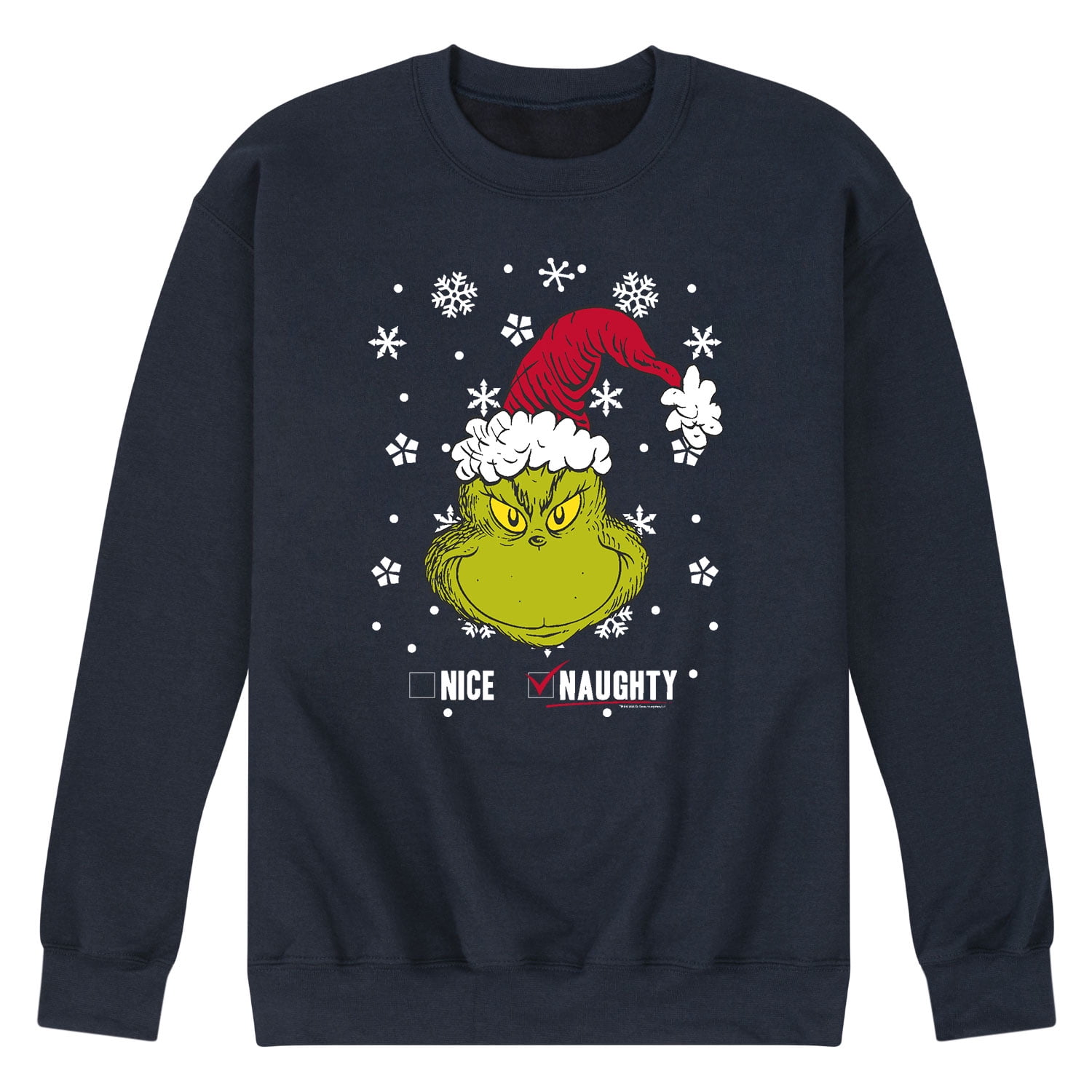 Dr. Seuss - Santa Grinch - Men's Crew Neck Fleece Pullover - Walmart.com