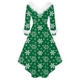thumbnail image 3 of Christmas Dresses for Women Women's Fashion V-Neck Casual Slim Fit Christmas Print Furry Party Long Sleeve Dress for Festive Occasion,Green,L, 3 of 4