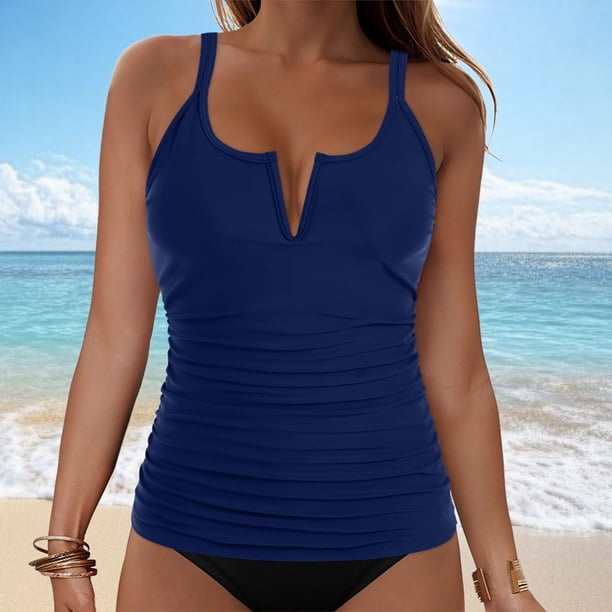 Trajes de baño para mujer, moda para mujer, traje de baño liso sin mangas, push-up, acolchado, blusa de traje de baño, trajes de baño para mujer, trajes de baño para mujer, trajes de baño para mujer,