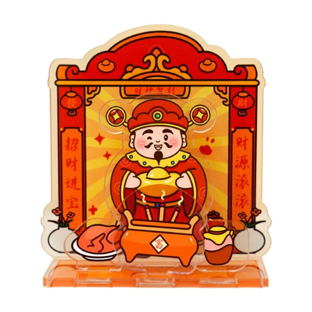 Figura china Macarena Letrero de escritorio patrón plano 2D 7,1 cm x 7,5 cm Caishen