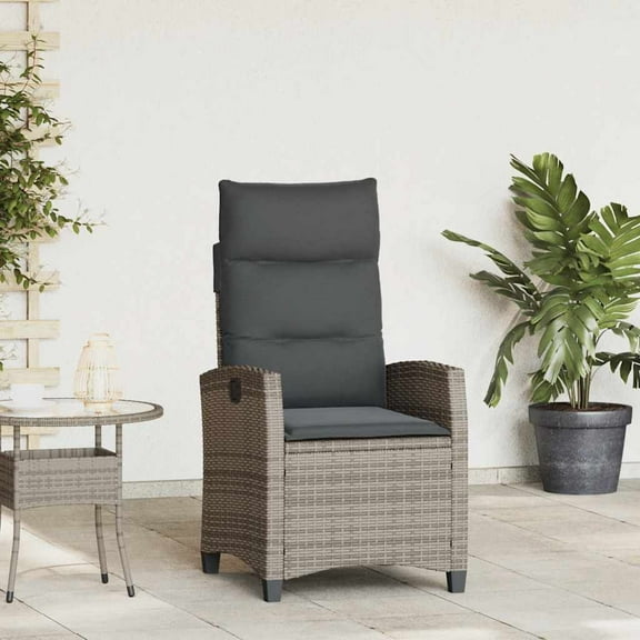 vidaXL Reclining Patio Chair with Side Table Gray Poly Rattan