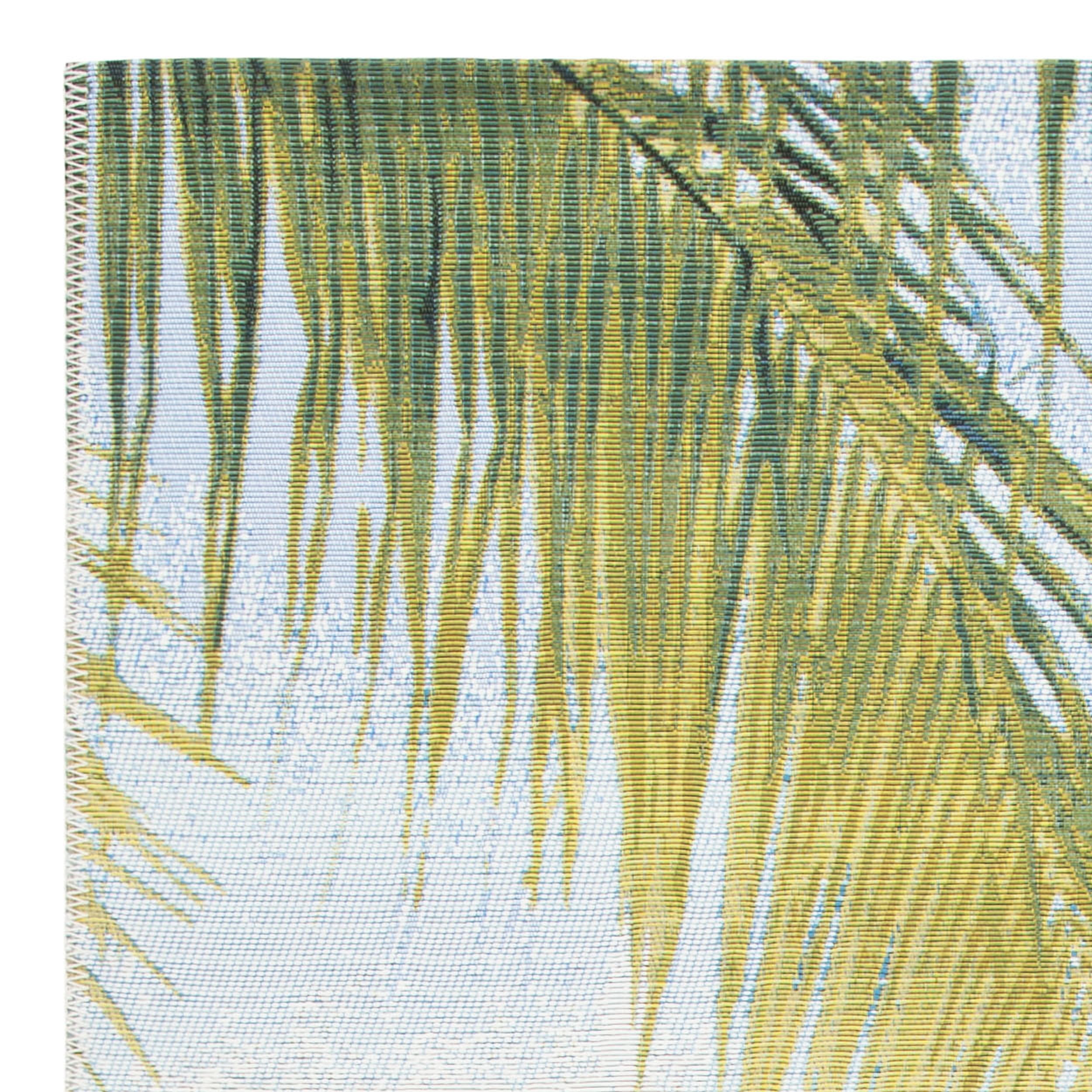 SAFAVIEH Barbados Beach Waves Outdoor Area Rug, 5'3" x 7'6", Gold/Blue