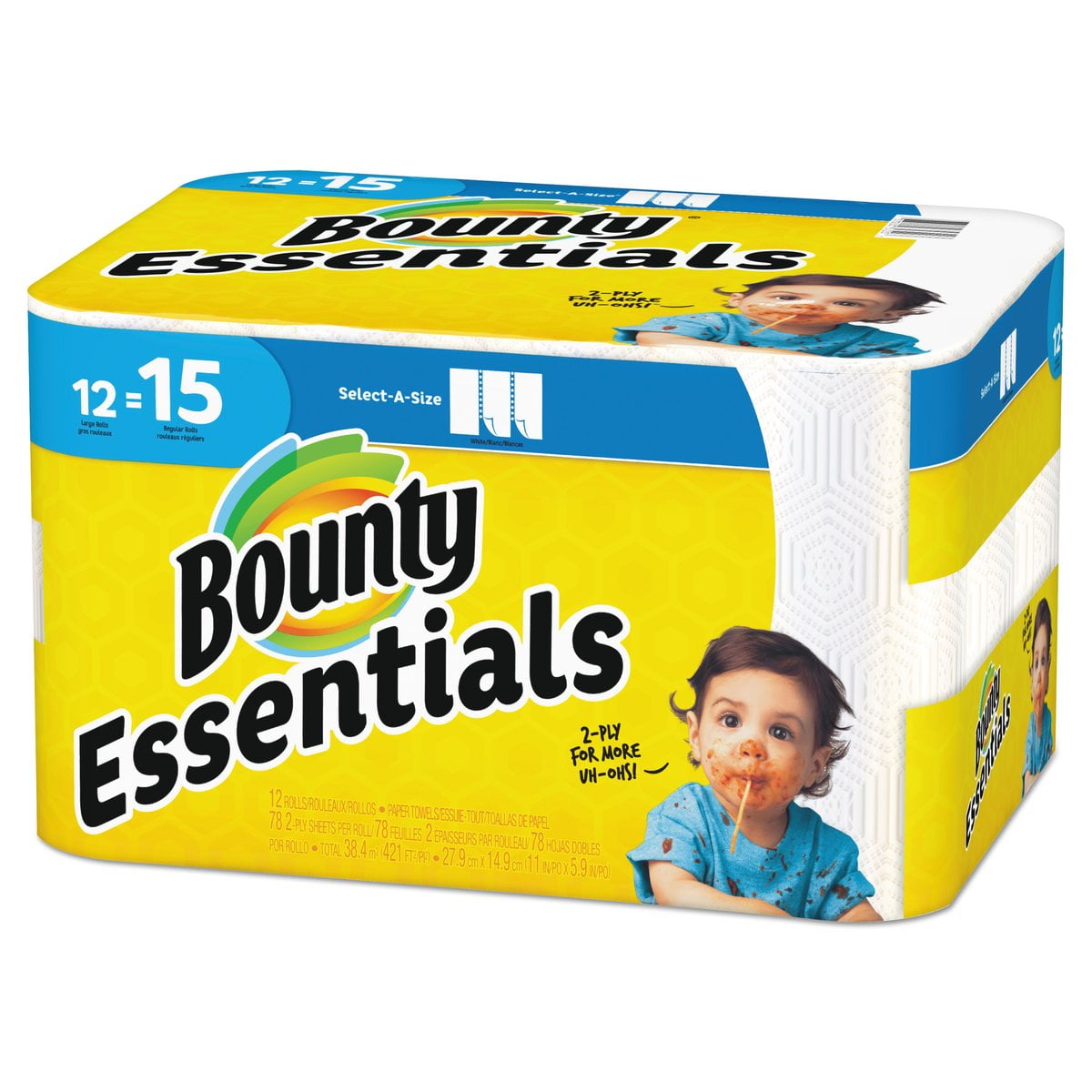 BOUNTY ESSENTIALS SELECT WHITE SHEETS PAPER TOWELS*40 SHEETS*2-PLY.....1 ROLL 