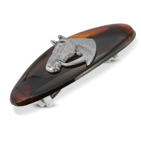 1928 Jewelry Women's Brown Tortoise Horse Head Hair Barrette, (1 Pcs)