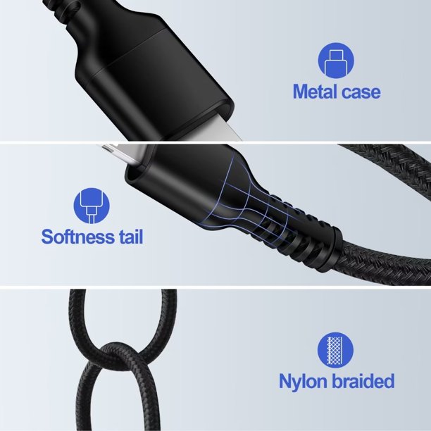 Nylon Braided Iphone Xs Cord Lightning Cable 3ft 3pack Apple Mfi