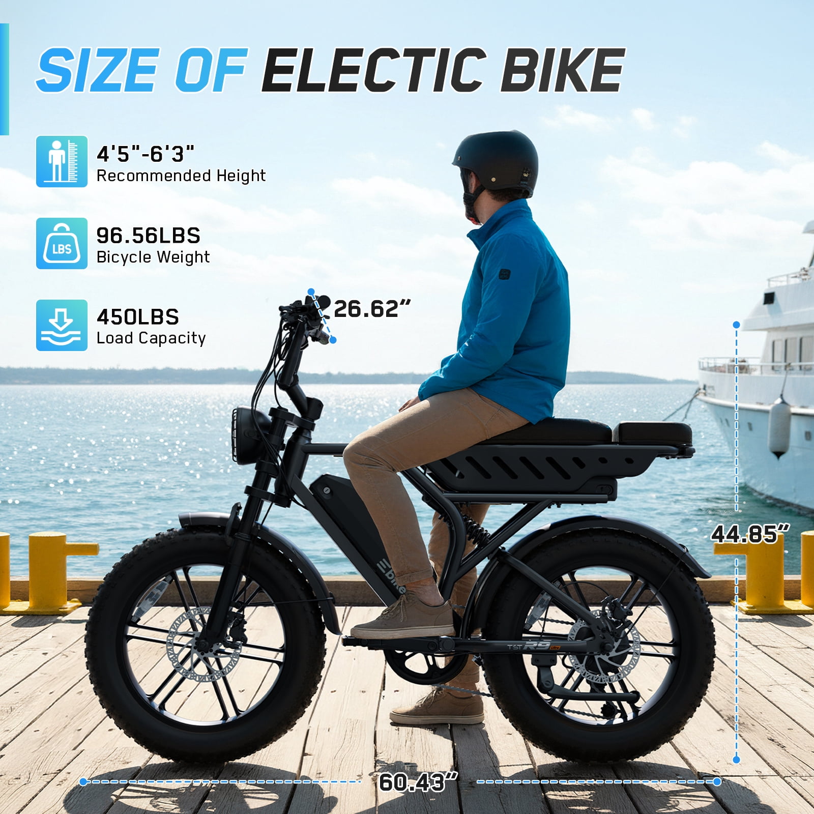 Electric Bike for Adults, 20"x4.0 Fat Tire E Bicycle, 750W Motor 48V 15Ah Removable Battery 7-Speed E-Bike UL2849, LCD Display