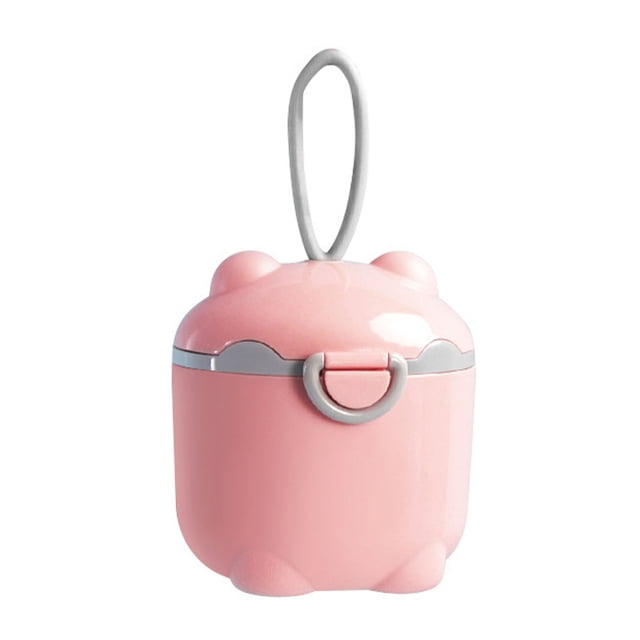 Dispensador de fórmula para bebés, contenedor dispensador de leche en polvo portátil con forma de oso lindo para refrigerios de frutas L rosa