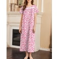 thumbnail image 3 of Ekouaer Nightgown for Women Cotton Long Night Gown Short Sleeve Nightdress with Pockets Button Sleepshirt Soft Sleepwear, 3 of 6