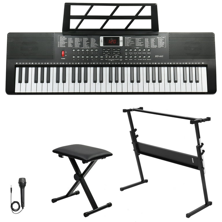 Ktaxon 61 Keys Keyboard Piano with Lighted Keys, Z-Stand, Piano