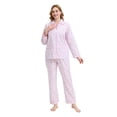 thumbnail image 2 of Apparonia Conjuntos de Pijama para Mujer Ropa de Dormir de Algodón Camisa de Manga Larga con Botones Al Frente y Pantalón Ropa de Dormir Cuello con Solapa Pjs Conjuntos de Descanso Flor Rosa XXL, 2 of 6