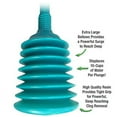 thumbnail image 3 of Master Plunger MP200 Sink & Drain Plunger for Kitchen Sinks, Bathroom Sinks, Showers, Bathtubs, and Waste Pipes. Strong Heavy Duty Design with Large Bellows Commercial & Residential Use, Teal, 3 of 6