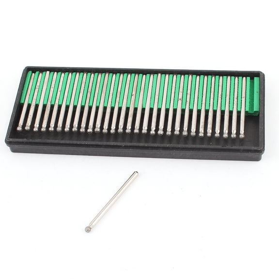 Unique Bargains 30 Pcs 3mm Shank 3mm Dia Ball Tip Diamond Mounted Point for Rotary Tool