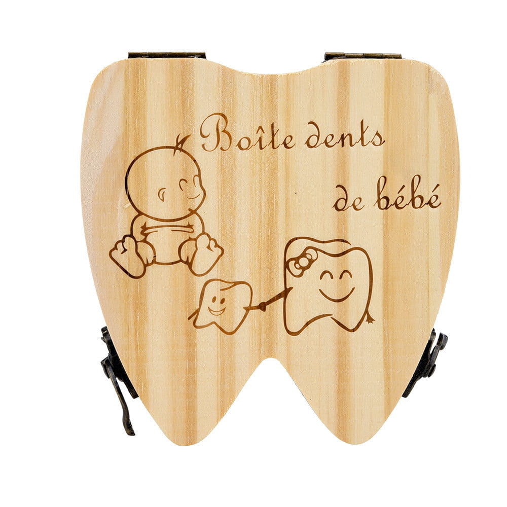 Lokieas French Kids Tooth Box Organizer Baby Save Milk Teeth Wood Storage Box Walmart Com Walmart Com