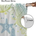 thumbnail image 4 of Starfish Curtain,Ocean Theme Coral Shell Kitchen Rod Pocket Curtains,Teal Blue Marine Sealife 2 Panels Window Treatment for Living Room Bedroom Yellow-Blue 42" W x 84" L x2【Blackout】, 4 of 6