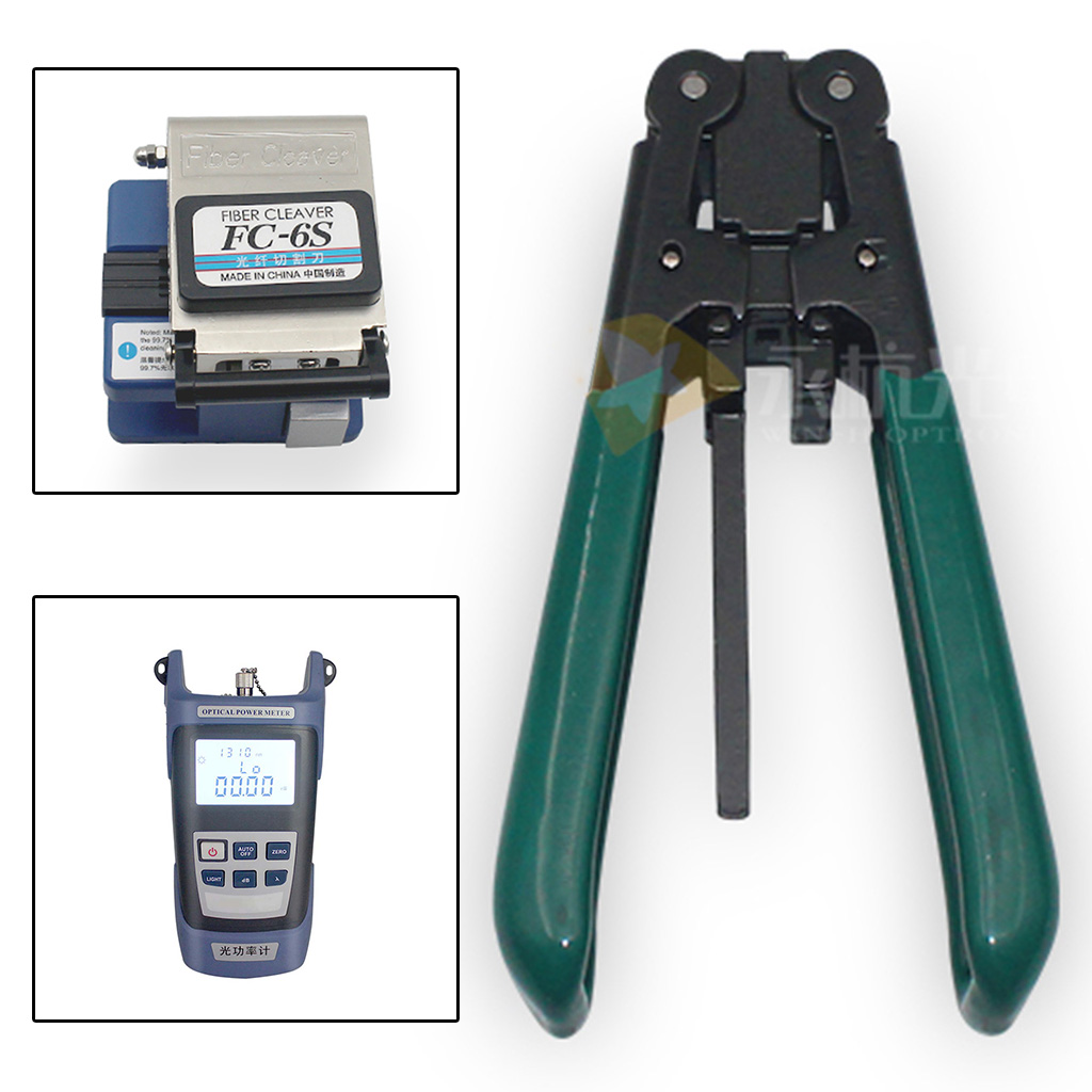 ZPAQI 14pcs/set FTTH Fiber Optic Tool Kit with Cleaver Optical Power Meter Visual Fault Locator Wire Stripper Tool